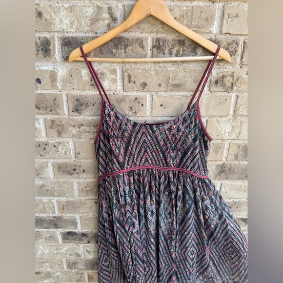 Free People Periscopes In The Sky Diamond Print Multicolor Babydoll Mini Dress M - Picture 2 of 10